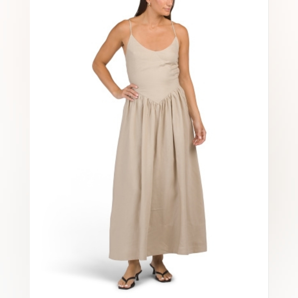 NWT - Torn by Ronny Kobo Linen Blend Melinda "Sand Stone" Maxi Dress - Size L